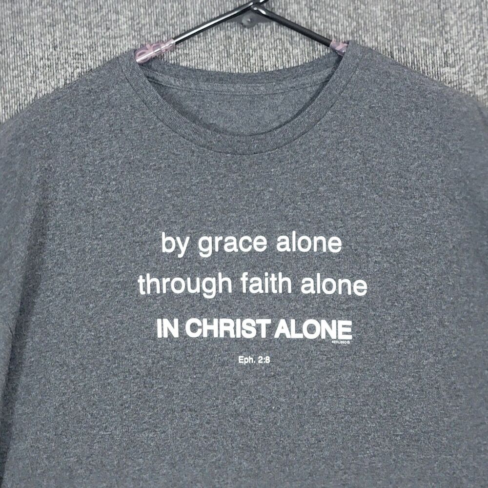 Kerusso Ephesians 2:8 Christian Bible Verse T-Shirt Mens XL Gray By Grace Alone